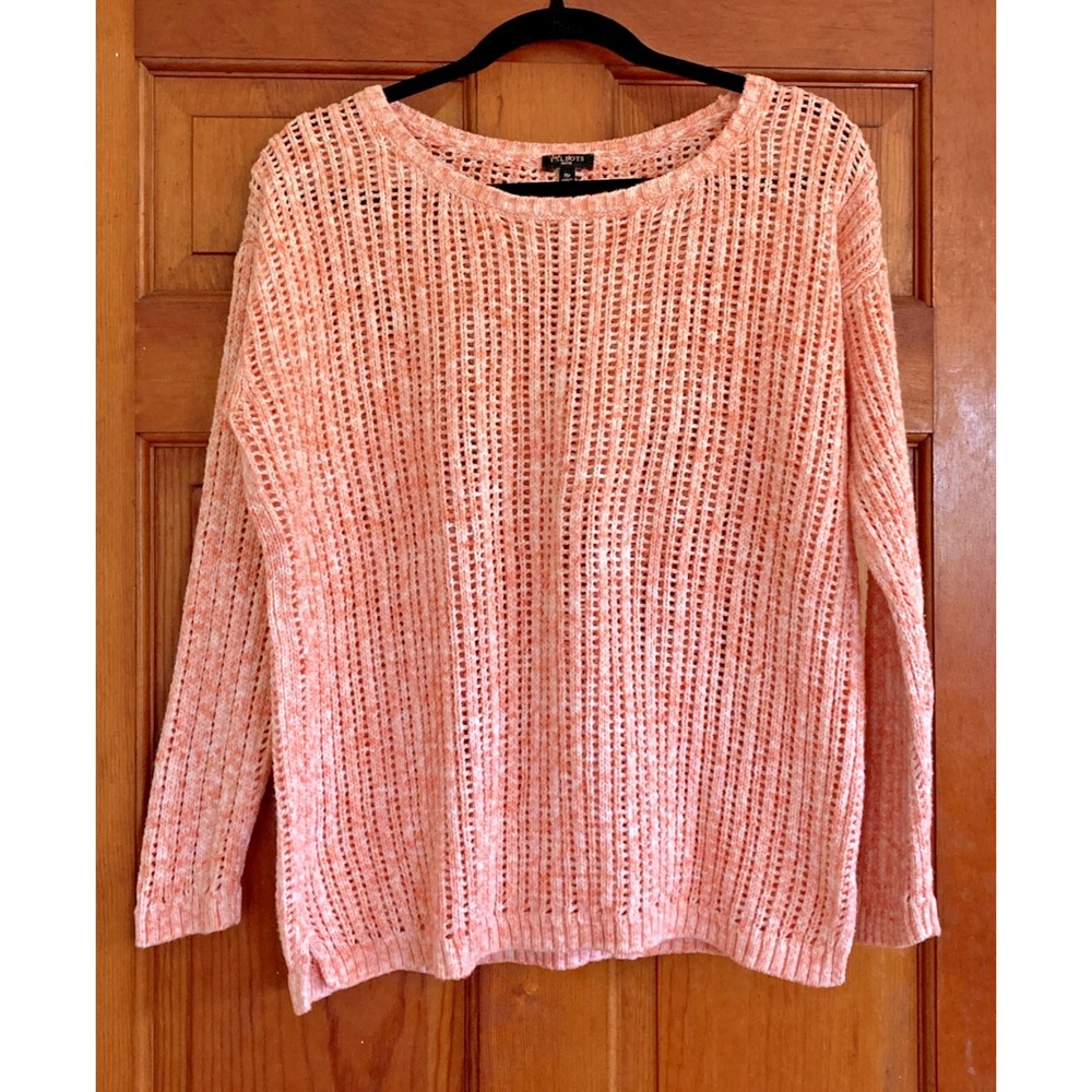 Talbots Womens Sz PM Open Knit Long Sleeve Sweater Laganlook Coastal Comfort